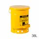 BOTE DE ACERO PARA RESIDUOS PELIGROSOS 38 LITROS AMARILLO AUTOCERRABLE JUSTRITE 09301 1023-0006-JU